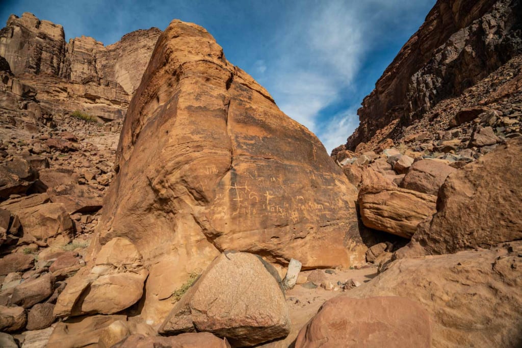 Inschriften Lawrence's Spring Wadi Rum